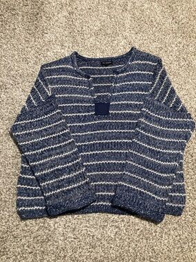 Blu Pepper Navy and White Striped Boxy  Sweater (Item No. A21)